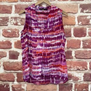Rose & Olive Top Shirt Women's Large Multicolor Boho Abstract Popover